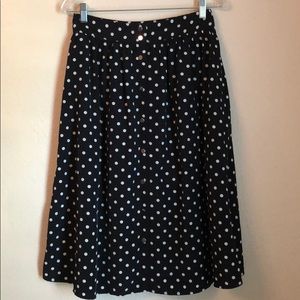 Black & White Polkadot Skirt w/ Buttons